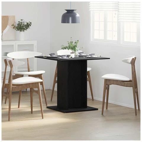 Tavolo da Pranzo Rovere Nero 80x80x75 cm Legno Multistrato - Foto 1