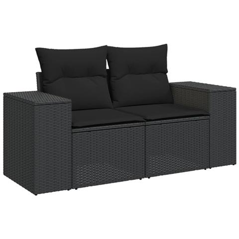 Set Divani Da Giardino Con Cuscini 8 Pz Nero In Polyrattan - Foto 3