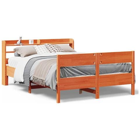 Letto Senza Materasso Marrone Cera 120x190 Cm In Legno Di Pino - Foto 2