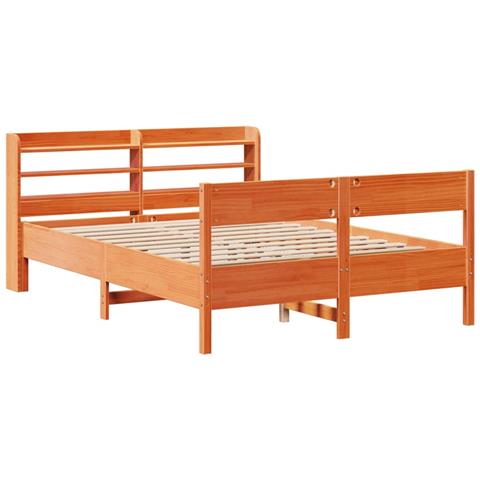 Letto Senza Materasso Marrone Cera 120x190 Cm In Legno Di Pino - Foto 3