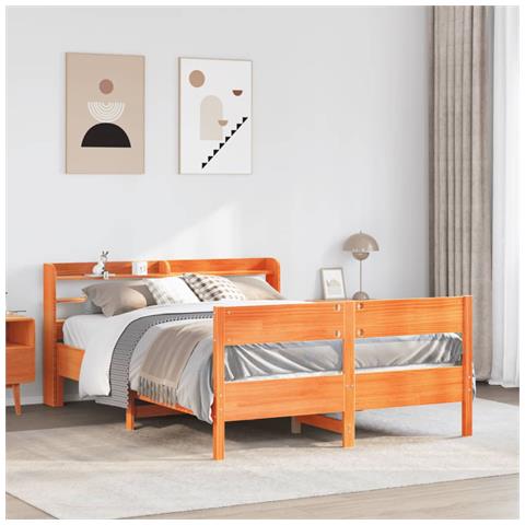 Letto Senza Materasso Marrone Cera 120x190 Cm In Legno Di Pino - Foto 1