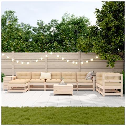 Set Divani Da Giardino 10 Pz In Legno Massello Di Pino - Foto 3