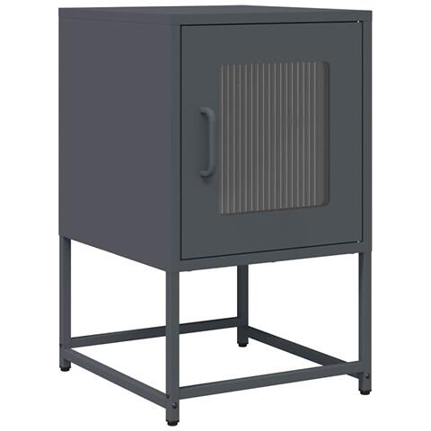 Comodino Antracite 36x39x60,5 Cm In Acciaio Laminato A Freddo - Foto 2