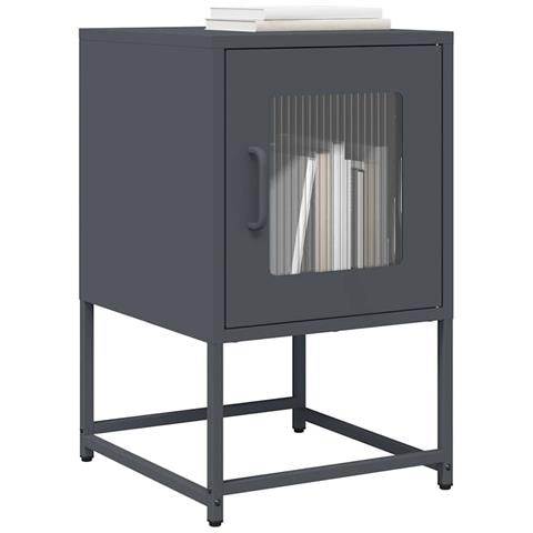 Comodino Antracite 36x39x60,5 Cm In Acciaio Laminato A Freddo - Foto 1