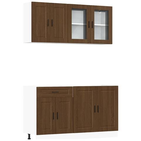 Set Mobili Da Cucina 4 Pz Kalmar Rovere Marrone In Truciolato - Foto 2