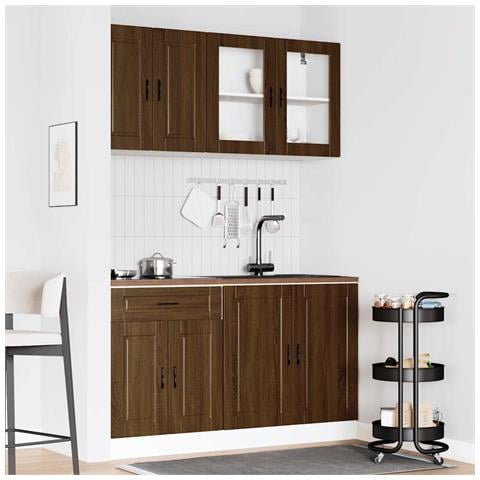Set Mobili Da Cucina 4 Pz Kalmar Rovere Marrone In Truciolato - Foto 3