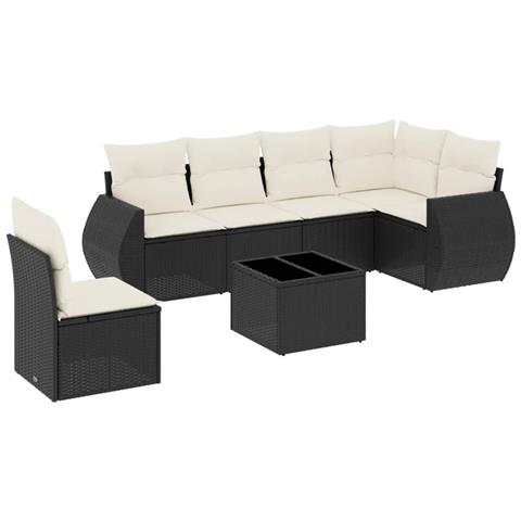Set Divani Da Giardino Con Cuscini 7pz Nero Polyrattan - Foto 2