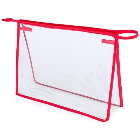 Beauty Case Da Viaggio Trasparente 29x21x9 Cm. Colore Rosso - Foto 1