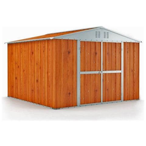 Casetta Lamiera Deposito Attrezzi Box In Acciaio Zincato 327x307cm X H2.17m - 145kg - 9,4mq - Legno - Foto 1