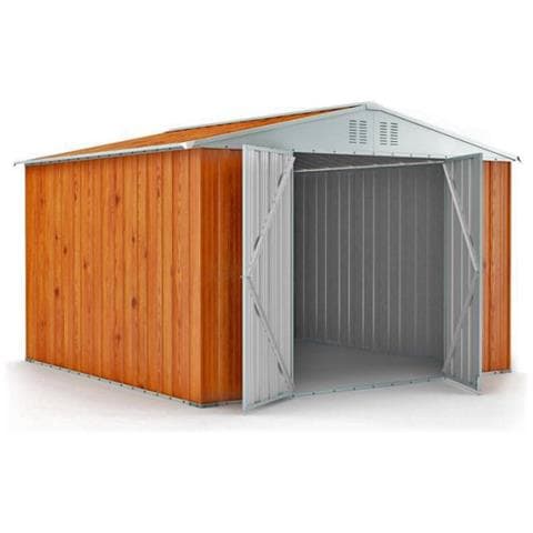 Casetta Lamiera Deposito Attrezzi Box In Acciaio Zincato 327x307cm X H2.17m - 145kg - 9,4mq - Legno - Foto 2