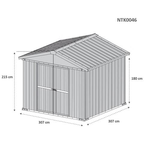 Casetta Lamiera Deposito Attrezzi Box In Acciaio Zincato 327x307cm X H2.17m - 145kg - 9,4mq - Legno - Foto 10