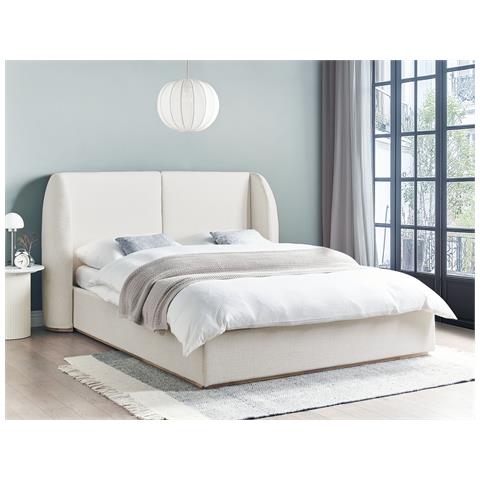 Letto Contenitore Tessuto Monestier 160 X 200 Cm Bianco Sporco - Foto 1
