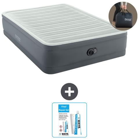 Set Materassino Gonfiabile - 203x152x46 Cm - Grigio - Include Accessori Coordinati Cb21 - Foto 1