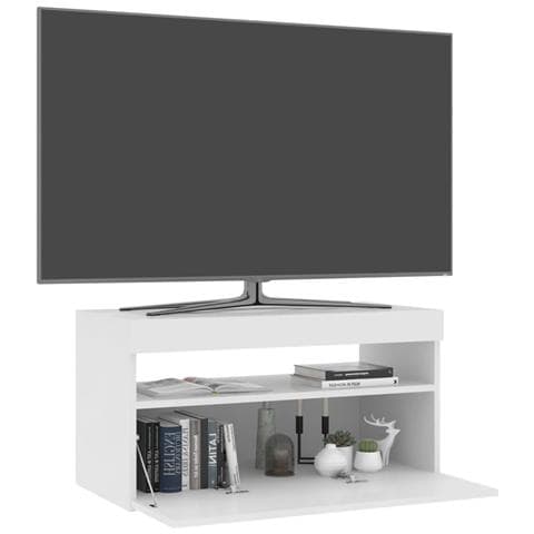 Mobile Porta Tv Con Luci Led Bianco Lucido 75x35x40 Cm - Foto 2