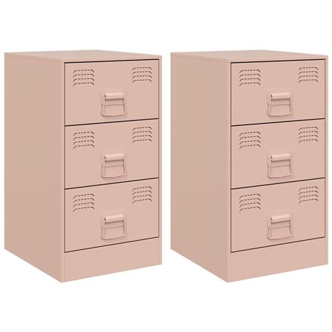 Lusso Casadino -  Comodini 2 Pz Rosa 34,5x39x62 Cm In Acciaio - Foto 1