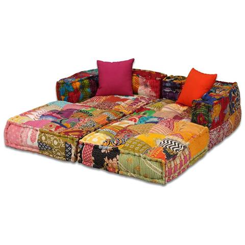 Lusso Casadino - Pouf Modulare A 2 Posti In Tessuto Patchwork - Foto 1