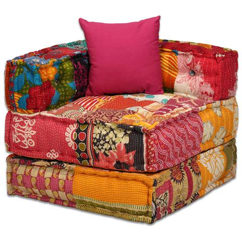 Lusso Casadino - Pouf Modulare A 2 Posti In Tessuto Patchwork - Foto 8