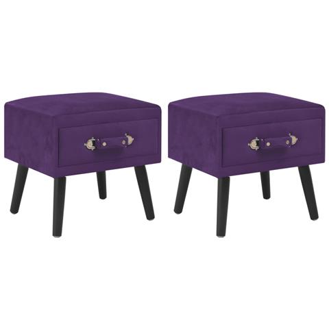 Lusso Casadino -  Comodini Viola Scuro 2 Pz 40x35x40 Cm In Velluto - Foto 2