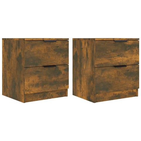 Lusso Casadino -  Comodini 2 Pz Rovere Fumo In Legno Multistrato - Foto 1