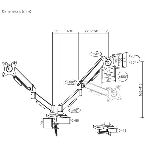 DT32TSR-357 Supporti a parete per TV 81,3 cm (32") Scrivania Nero - Foto 7