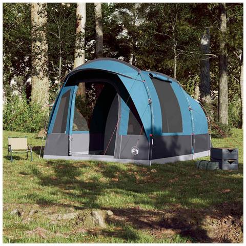 Tenda da Campeggio a Tunnel per 3 Persone Blu Impermeabile - Foto 2