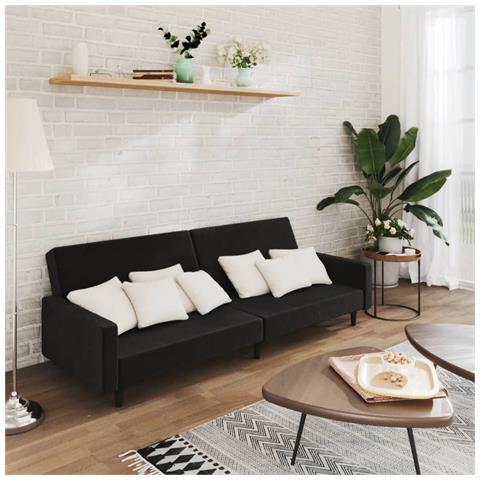 Divano Letto a 2 Posti Nero in Velluto - Foto 2