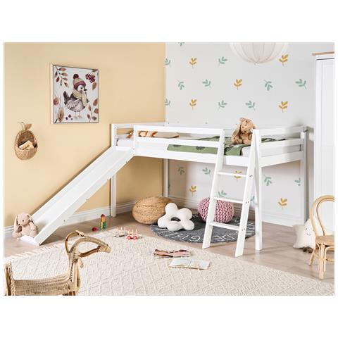 Letto A Mezza Altezza Legno Di Pino Staple 90 X 200 Cm Con Scivolo Bianco - Foto 1