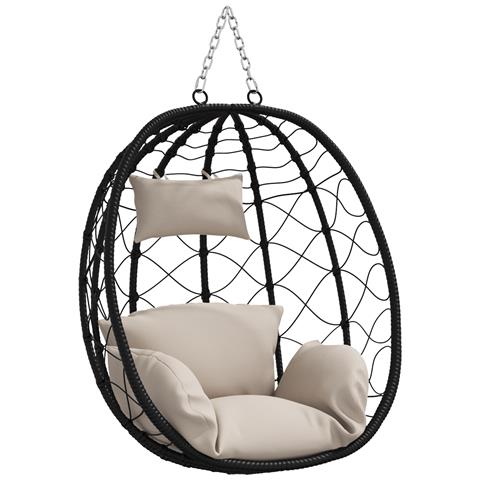 Sedia Uovo Appesa Basket senza Supporto Tortora Polyrattan - Foto 1