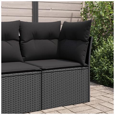 Divano Angolare da Giardino con Cuscini Nero in Polyrattan - Foto 2