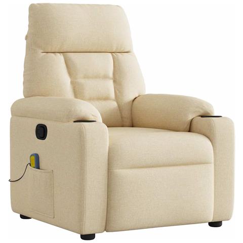Poltrona Massaggiante Reclinabile Crema in Tessuto - Foto 1