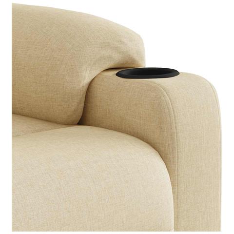 Poltrona Massaggiante Reclinabile Crema in Tessuto - Foto 9