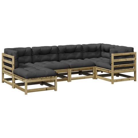 Set Divani da Giardino 6pz con Cuscini Legno Impregnato di Pino - Foto 1
