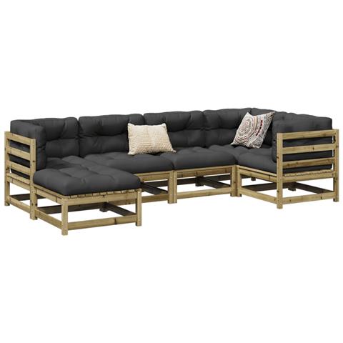 Set Divani da Giardino 6pz con Cuscini Legno Impregnato di Pino - Foto 2