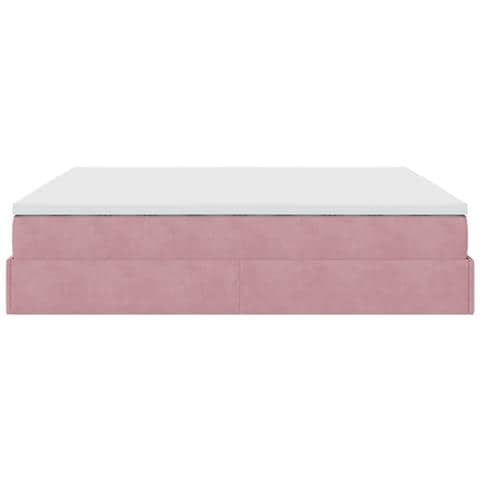 Struttura Letto Pouf con Materasso Rosa 160x200 cm in Velluto - Foto 9