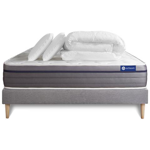 Pacchetto Letto Completo - Materasso 140x190cm + Box Spring Con Doghe (kit) + 2 Cuscini + Piumino - Actiflex Zen - Foto 7