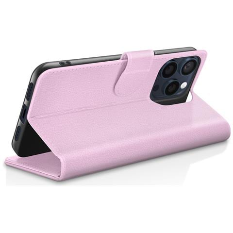 Custodia A Portafoglio Per Iphone 15 Pro Funzione Supporto E Linguetta Magnetica, Rosa - Foto 2