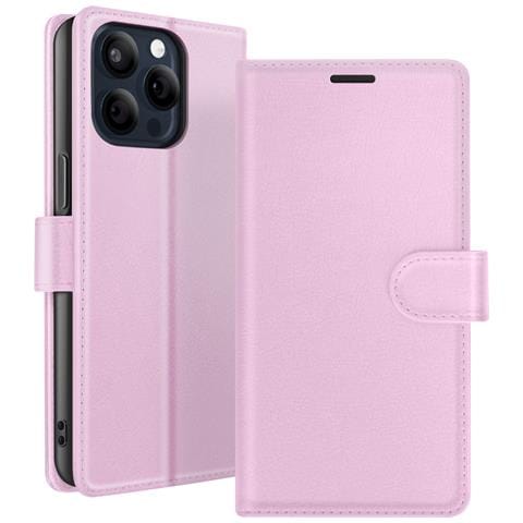Custodia A Portafoglio Per Iphone 15 Pro Funzione Supporto E Linguetta Magnetica, Rosa - Foto 1