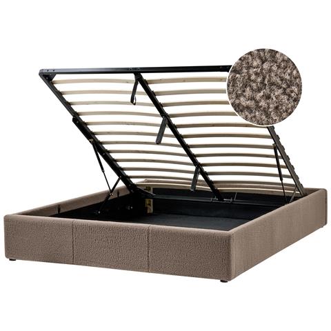 Letto Con Ottomano Senza Testata Bouclé Dinan 160 X 200 Cm Tortora - Foto 2