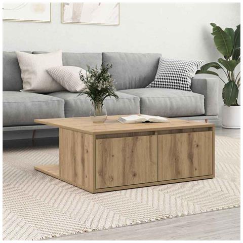 Tavolino da salotto rovere artigianale 80 x 80 x 31 cm - Foto 2