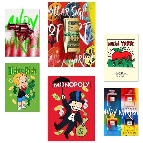 Set Di 6 Stampe L'iconico Dollaro Di New York Di Andy Warhol Con Illustrazioni Di Design Per Decorare Le Pareti Della Tua Casa. Negozio Rooms A3 & A4 Senza Cornice - Foto 1