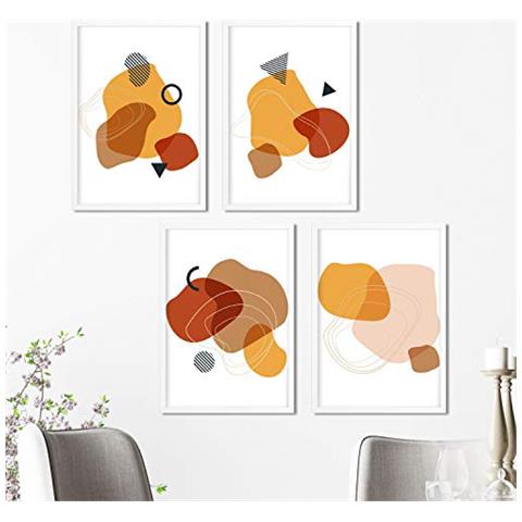 Set Di 4 Stampe Poster Con Collage Astratto Sahara Infinity Con Motivi A Colori Ispirati Al Deserto Senza Cornice A3 - Foto 1