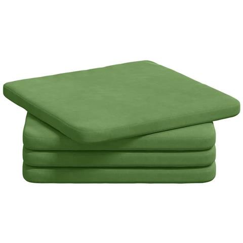 Cuscini per Seduta 4 pcs Verde chiaro 40 x 40 x 3 cm Velluto - Foto 1
