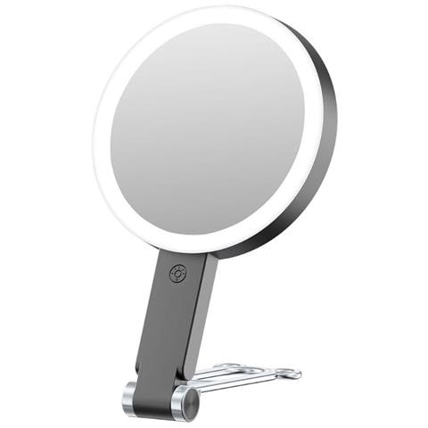 Specchio Per Trucco Led Con Supporto Rotondo A Orso - Ingrandimento 10x, Ricaricabile Black - Foto 1