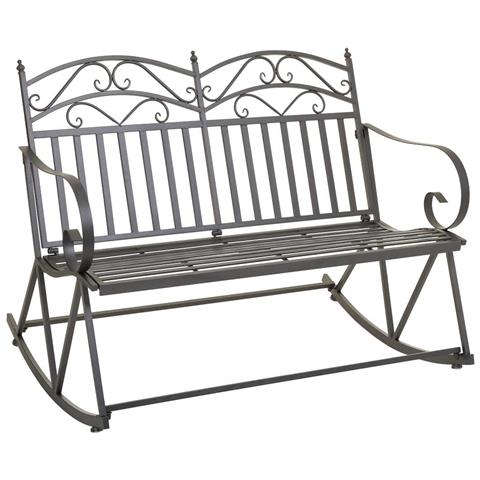 Divano A Dondolo In Ferro Battuto Marrone 116x45x91h Cm - Foto 1
