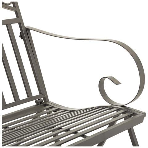 Divano A Dondolo In Ferro Battuto Marrone 116x45x91h Cm - Foto 8