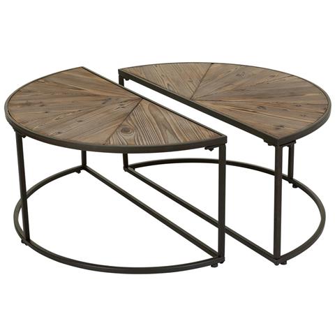 Tavolino Da Salotto Set 2 Pezzi In Legno E Metallo Marrone 91x45,5x40,5 - Foto 1