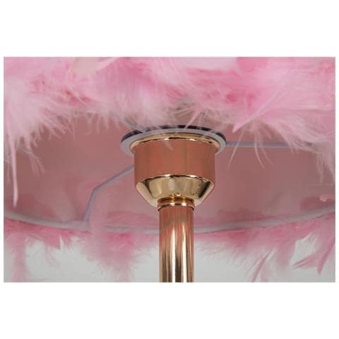 Lampada Da Tavolo Tarty Rosa In Metallo Con Paralume In Piume Rosa - Foto 2