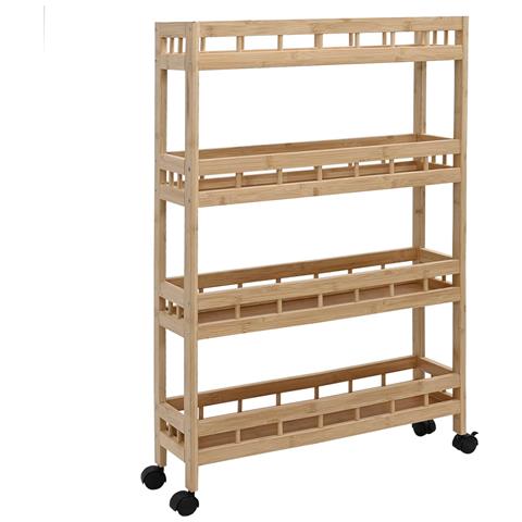 Carrello da Cucina con Ruote Naturale 60 x 18 x 97 cm Bambù - Foto 1