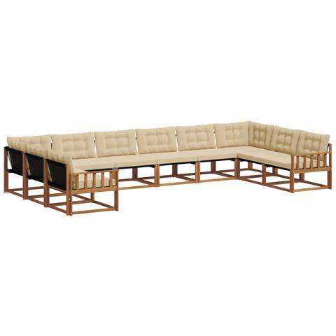 Set di divani da esterno con cuscino 10 pcs Naturale e Beige - Foto 1