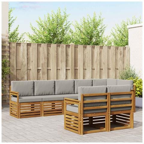 Set divani con cuscino 8 pcs Grigio Naturale e Chiaro - Foto 2